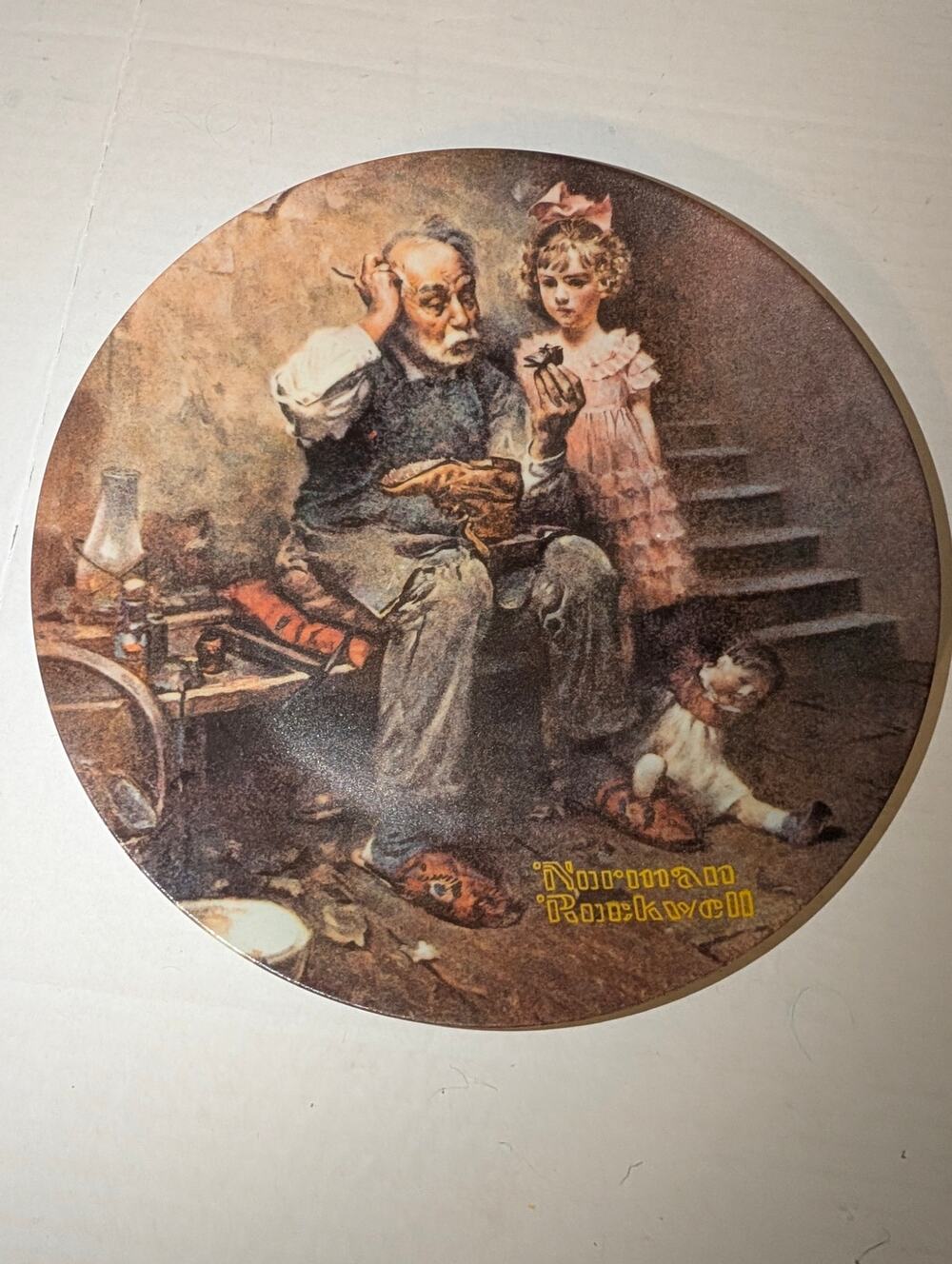 Norman Rockwell Plate "The Cobbler" #10,874 Collectible Knowles Fine China